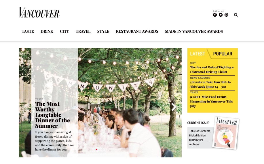Schoolyard Harvest Dinner Named “The Most Worthy Longtable Dinner of the Summer” by Vancouver Magazine